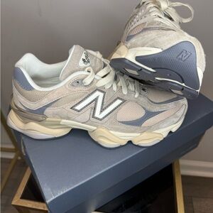 New Balance Cream and Gray Athletic Shoes